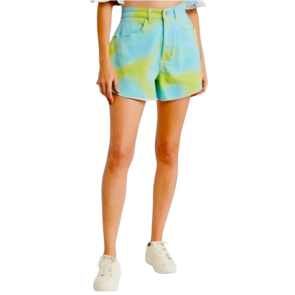 WeWoreWhat Flare Bell Short Stretch Twill Denim Tie Dye Women's Size 25 New